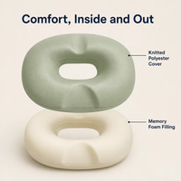 Coussin orthopédique en forme de donut avec mousse à mémoire de forme et design tricoté pour soulager les fesses, le coccyx et les hémorroïdes