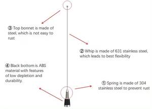 <span class=keywords><strong>Antenne</strong></span> d'<span class=keywords><strong>autoradio</strong></span> mobile à fouet flexible en acier inoxydable VHF 136-174Mhz 3.5dBi avec connecteur NMO - Product Image 2