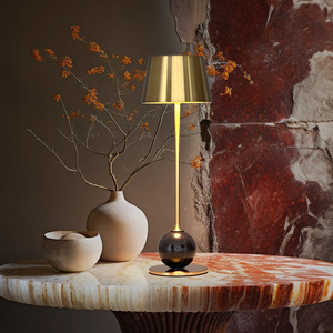 Đèn bàn bằng đá cẩm thạch tròn sang trọng hiện đại với bóng vàng 2700K pin không dây hoạt động cho bữa tiệc bàn ăn và biệt thự trang trí - Product Image 1