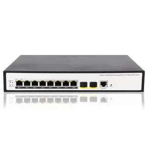 High Quality 8CH GE 2SFP 1 Console Port L2 Managed VLAN Ethernet Switch 1U Matel Rack mount Desktop Gigabit Network Switch