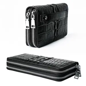 2023 Customized Men's Fashion Wallet Crocodile Leather Long Zipper Wallet