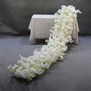 Factory Custom Artificial Rose <b>Table</b> Runner White Wedding <b>Decor</b> <b>Table</b> Runner Banquet Event <b>Decoration</b> - Product Image 1