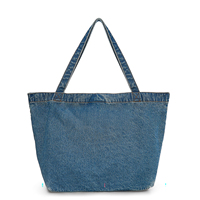 Sac fourre-tout en jean OEM/ODM avec logo personnalisé, sac à bandoulière souple pour femme, lettres brodées, grande capacité, minimaliste, vente en gros personnalisée