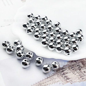 Perles rondes en acrylique de Chaozhou 10-30mm, argentées par électrolyse UV, durables, accessoires de vêtements DIY - Product Image 2