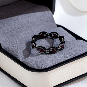 Messi Jewelry MSR-1788 9K Gold Round Cut Fashion <b>Ring</b> <b>Black</b> rhodium plating Sapphire Gemstone <b>Ring</b> - Product Image 4