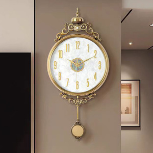 Nordic Luxury <b>Wall</b> <b>Clock</b> Round Metal <b>Silent</b> Battery Powered Living Room Home Use - Product Image 1