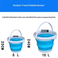 Seau pliable en plastique portable pour l'extérieur, lavage de voiture, pêche, lavage de pinceaux, mélange d'aliments, transport d'eau, 5L-10L