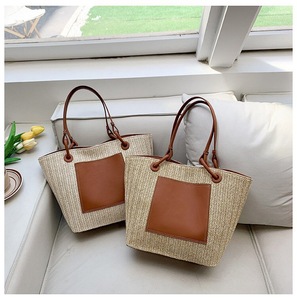 Sac fourre-tout en <span class=keywords><strong>paille</strong></span> de raphia personnalisé été mer plage garniture bon marché Ins sac à main tressé rétro tissé vacances vent <span class=keywords><strong>paille</strong></span> - Product Image 6