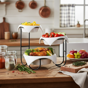 Nuovo Arrivo Yanxiang Set Moderno di Ciotole <span class=keywords><strong>a</strong></span> 3 Livelli in Porcellana, Ciotola per Frutta in Ceramica Bianca Ecologica per Decorazioni da Tavola - Product Image 4