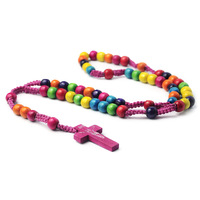 Collier de prière catholique chrétien en bois, chapelet coloré en bois pour hommes, femmes et pasteurs