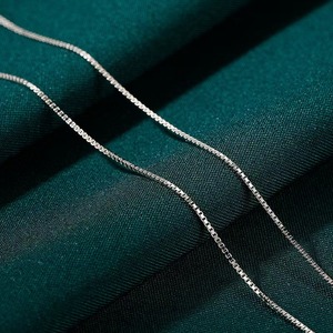 Alta calidad S999 plata fina delgada clásica Cadena de clavícula collar gargantilla caja cadena serpiente cadena Unisex joyería para mujer - Product Image 2