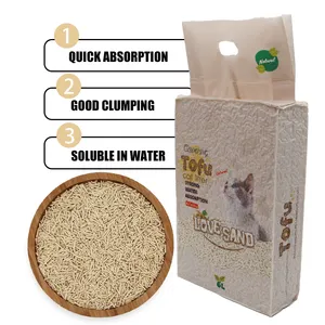 LOVE SAND Bulk Water Soluble Tofu Cat Litter Ultra Deodorizing Clumping Toilet Flushable Cat Sand Factory