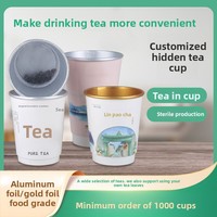 Tasse à thé jetable double paroi en carton doré avec filtre intégré pour réception de bureau – Idéale comme cadeau