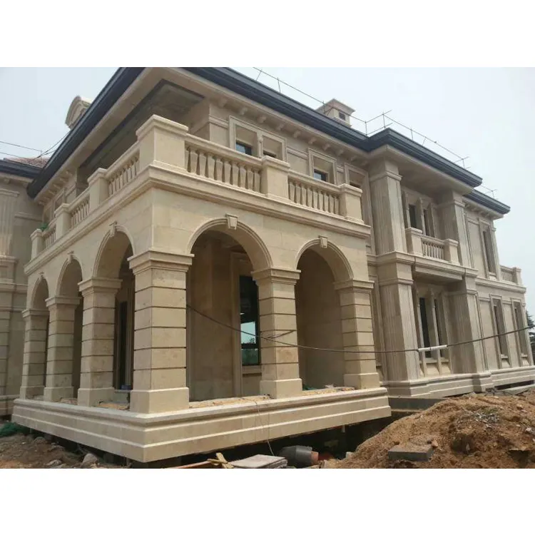 Exterior natural stone marble wall panel cream limestone tile beige lime stone cladding