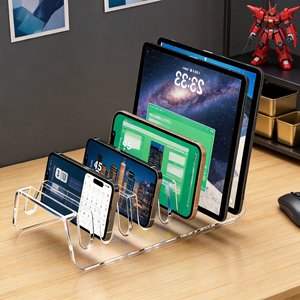 Desktop Phone Holder Transparent Acrylic Multi Device <b>Stand</b> <b>For</b> <b>Tablet</b> Smartphone Charging Organizer Office Desk Storage - Product Image 5