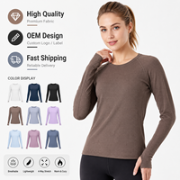 Chemise à manches longues pour femme, vêtements de sport décontractés pour la course à pied et la salle de sport, conception OEM, impression de logo personnalisé, tissu doux