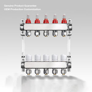 Alahot OEM ODMデュアルシステム床暖房マニホールド304ステンレス鋼視覚流量計付きHVACマニホールド - Product Image 1