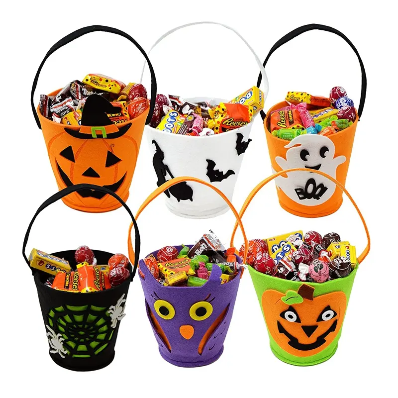 Custom Halloween Candy Emmers Party Gunsten Candy Vilt Houder Emmers Truc Of Het Behandelen Van Tassen Snacks Zakken