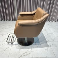 Fauteuil de Barbier Haut de Gamme en Métal, Style Minimaliste Moderne, avec Accoudoirs Rotatifs et Réglables en Hauteur, Mobilier Commercial pour Salons de Coiffure et Barbiers