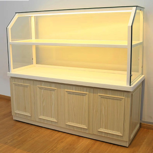 Mushen sang trọng bánh Showcase rừng thân thiện với môi hiện đại bánh <span class=keywords><strong>Rack</strong></span> với bánh mì bằng gỗ Kệ Tempered Glass và kim loại LED ánh sáng - Product Image 5