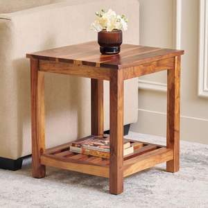 Modern Square Sheesham Wood End Tables with Storage Handmade Natural <b>Wooden</b> Bedroom <b>Cabinet</b> for Home Hotel Use for Living Room - Product Image 1