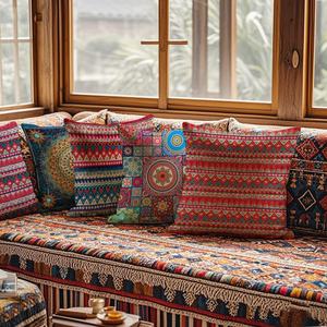 หมอนพิมพ์ลาย<span class=keywords><strong>เพลง</strong></span>พื้นบ้านสไตล์โบฮีเมียนย้อนยุคแบบชาติพันธุ์ สำหรับโรงแรม ห้องนั่งเล่น พนักพิงโซฟา - รูปทรงปรับแต่งได้ - Product Image 4