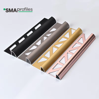Profilé de transition moderne en aluminium en forme de Q pour carrelage, bande de protection en céramique argentée pour intérieur