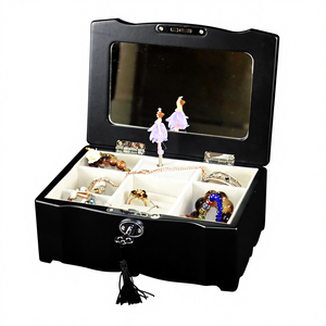 <span class=keywords><strong>Boîte</strong></span> <span class=keywords><strong>à</strong></span> <span class=keywords><strong>bijoux</strong></span> de ballerine <span class=keywords><strong>musicale</strong></span> noire avec miroir - Étui de rangement en bois gravé <span class=keywords><strong>pour</strong></span> bagues/colliers (OEM/ODM) - Product Image 3