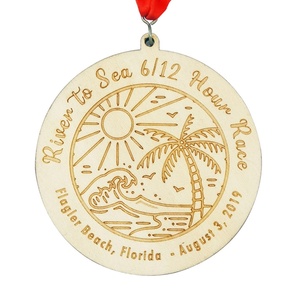 Medallas de Madera Ecológicas de Bajo Precio para Artesanía, Medallas Redondas Personalizadas con Láser, Artesanía Deportiva, Arte Folclórico Canadiense, Logotipo Personalizado - Product Image 3