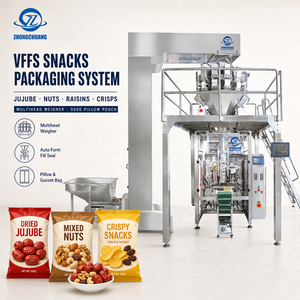 เครื่องบรรจุภัณฑ์อาหารแบบอัตโนมัติ VFFS แนวตั้ง สำหรับบรรจุเมล็ด<span class=keywords><strong>พุทรา</strong></span> ลูกเกด ขนมกรอบ ขนาด 500 กรัม บรรจุในซองแบบพิลโลว์ - Product Image 1