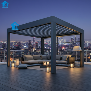Pergola in Alluminio Sweet Home dal Design Elegante con Gestione Cavi Nascosta, Lamelle Motorizzate e Illuminazione Dimmerabile per Giardino - Product Image 1