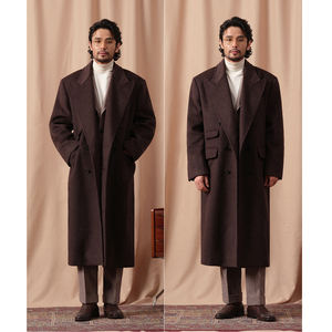 Jaket wol berkancing dua baris pria, mantel wol tebal 100% g 880 wol untuk pria - Product Image 1