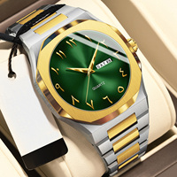 Montre à chaîne pour homme, logo personnalisé, luxe, plaqué or, sport, étanche, lumineuse, multifonction, montre-bracelet à quartz pour l'extérieur et les affaires