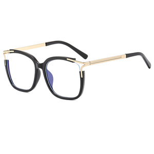 Gafas cuadradas con montura completa negra TR90 anti luz azul para mujer, lentes transparentes CR-39, montura mediana, gafas ópticas de moda 2023 - Product Image 1