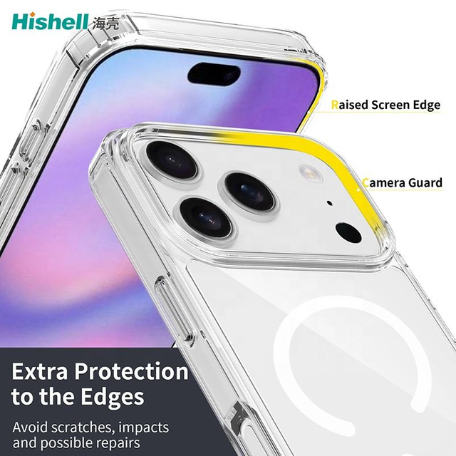 Anti-yellow PC TPU Bayer Clear Transparent Shockproof Mobile Cell Phone Case Cover With Magnetic Function for iPhone 18 Pro