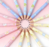 Ensemble de crayons mécaniques HB de 2,0 mm à motif de dessin animé, taille-crayon intégré en plastique, mine épaisse, papeterie pour enfants et étudiants