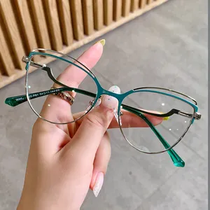 China Lentes De Sol Slim Fashion Female Cat Eye Metal Glasses Frame Optical Eyeglasses Eyewear Frames Spectacle Lens Protector