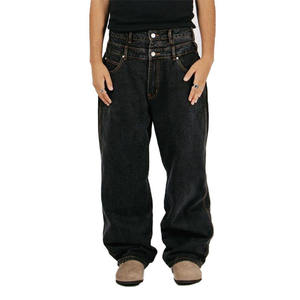 Heavyweight Custom <b>Baggy</b> <b>Jeans</b> Y2k Streetwaear Double Waist Black Denim <b>Jeans</b> Men Fashion <b>Retro</b> Hip Hop <b>Jeans</b> Pants for Men - Product Image 1