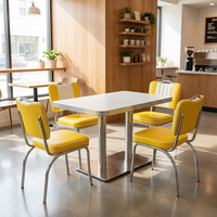 Ensemble de salle à manger rétro américain des années 1950, durable, écologique, en cuir PU, banquette de restaurant, table et chaises