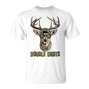 T-shirt Double Digits Deer a maniche corte, girocollo, stampa digitale, regalo di compleanno unisex per bambini - Product Image 1