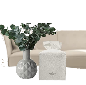 PU Leather <b>Tissue</b> Box Cover Square <b>Facial</b> <b>Tissue</b> Holder and Dispenser for Bathroom - Product Image 1