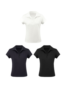 Polo à manches courtes style américain, nouvelle collection, coupe ajustée amincissante, col revers, idéal pour le sport - Product Image 1