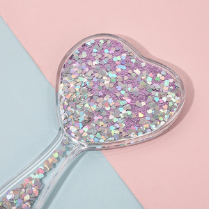 Miroir compact en forme de cœur Zonyin, mignon, transparent, effet sable mouvant, miroir de poche scintillant pour fille, idéal pour les voyages - Product Image 2