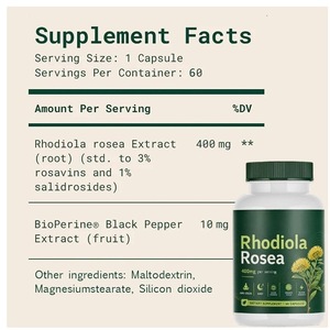 Capsules de Rhodiola Rosea 400 mg par dose, <span class=keywords><strong>anti</strong></span>-<span class=keywords><strong>stress</strong></span>, favorise le sommeil, la clarté mentale, la concentration, renforce le système immunitaire, complément alimentaire à base de plantes - Product Image 3