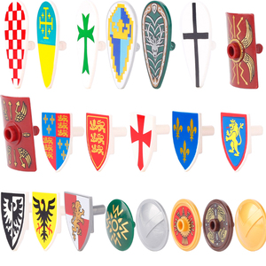 Figuras de Caballeros de <span class=keywords><strong>Castillo</strong></span> Medieval, pegatinas de bandera del ejército, escudo impreso, bloques de construcción, soldados, Mini accesorios, juguetes, regalo para niños - Product Image 1