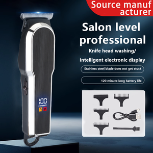 เครื่องเล็มผมไร้สายแบบมืออาชีพสำหรับผู้ชายที่ตัดผมสแตนเลสไฟฟ้าจอ LED ชาร์จไฟผ่าน USB ได้ - Product Image 3