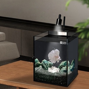 Kit de Pecera para Peces Betta JSD con Fondo Negro, <span class=keywords><strong>Acuario</strong></span> de Vidrio Ultra Blanco con Luz para Principiantes - Product Image 5