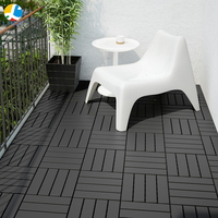 Matière plastique Style design européen Fonction antidérapante Carreaux de sol Type 12 lamelles Carrelage de terrasse à emboîtement-Noir