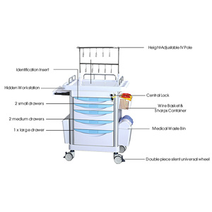 Chariot <span class=keywords><strong>de</strong></span> classement médical VIRANT en acier inoxydable avec tiroirs et roulettes silencieuses pour cliniques et hôpitaux - Product Image 6