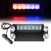 Nouvelles lumières de tableau de bord de voiture à 6 LED de 8 pouces, étanches IP65, lumières stroboscopiques d'avertissement, lumières de secours de circulation, lumières clignotantes de pare-brise, ventouse 12V